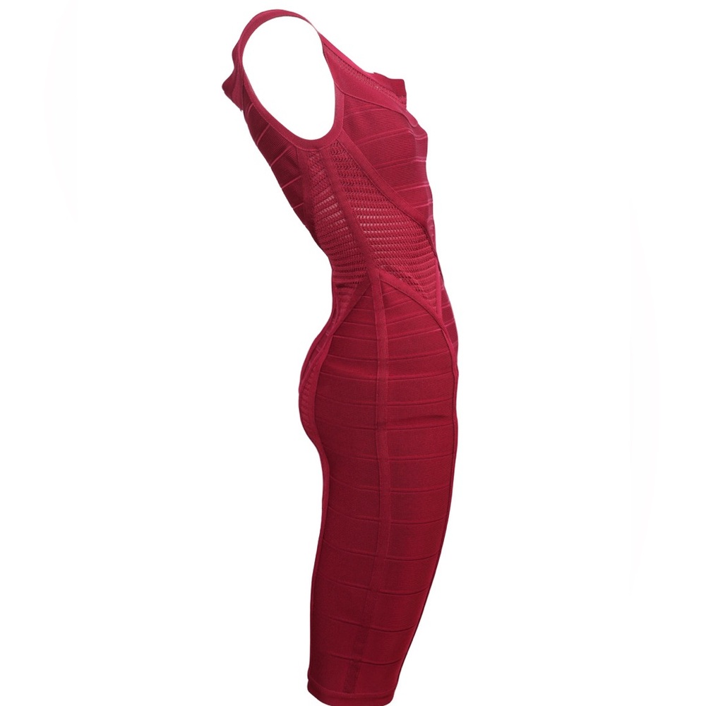 Herve Leger Bandage Burgundy Midi Dress - Picture 2 of 4
